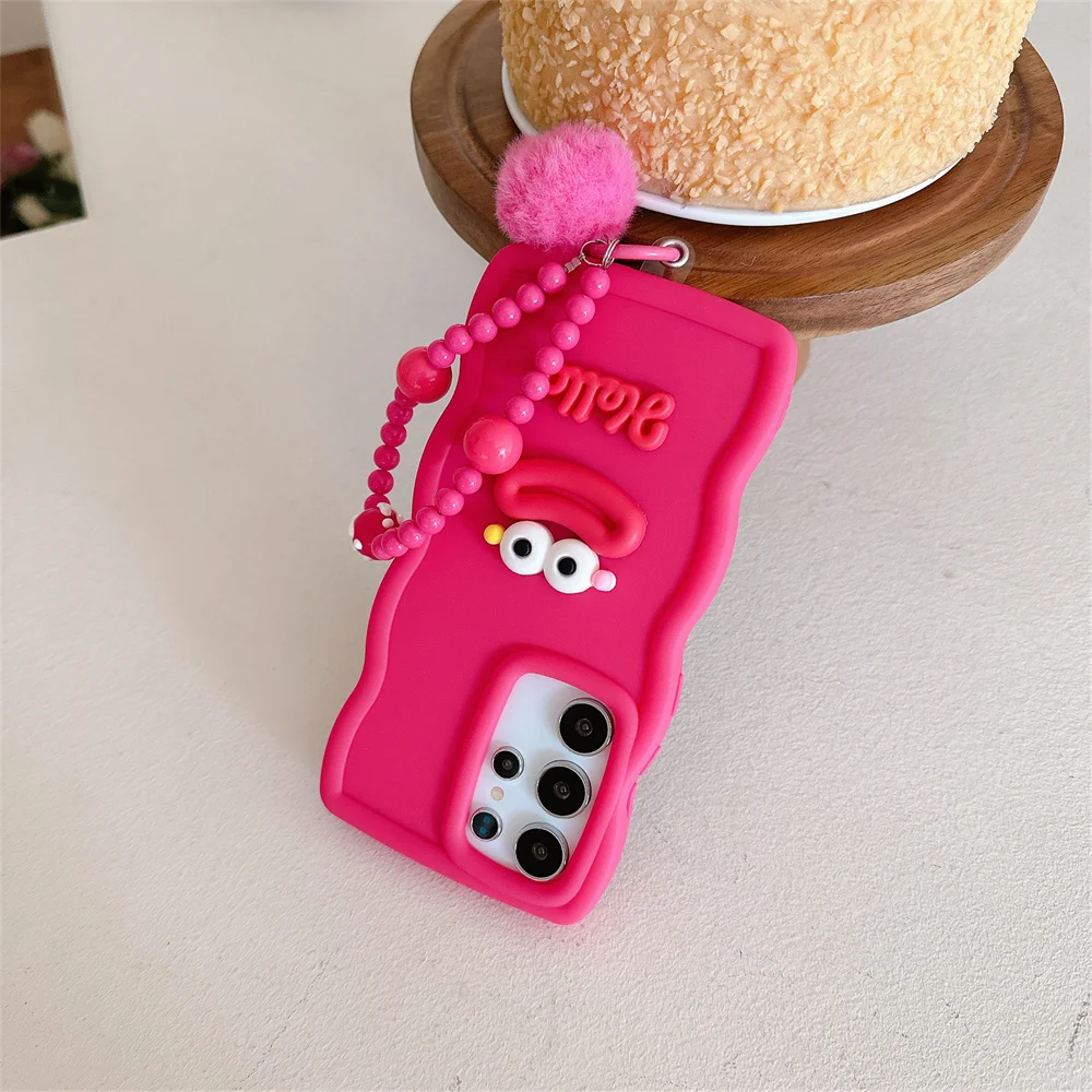 Cute Cartoon Wrist Chain Wave Lanyard Phone Case Cover