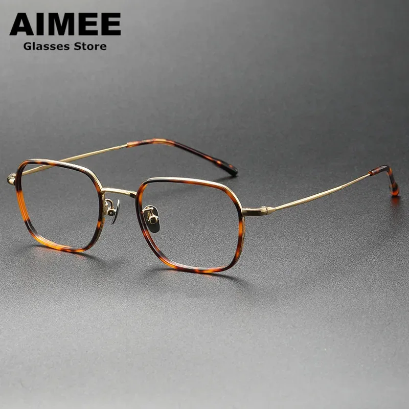 

Japanese Design Glasses Frame Men Vintage Optical Eyeglasses Acetate Polygon GAFAS Titanium Blue Light Prescription Eyewear New
