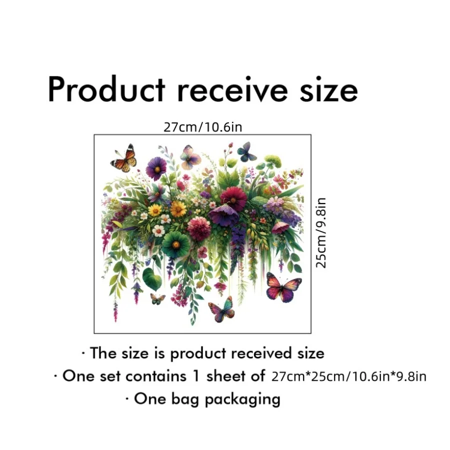 1pc Beautiful Flowers and Leaves Wall Stickers Toilet Stickers Bathroom Decoration Self-Adhesive Waterproof Stickers