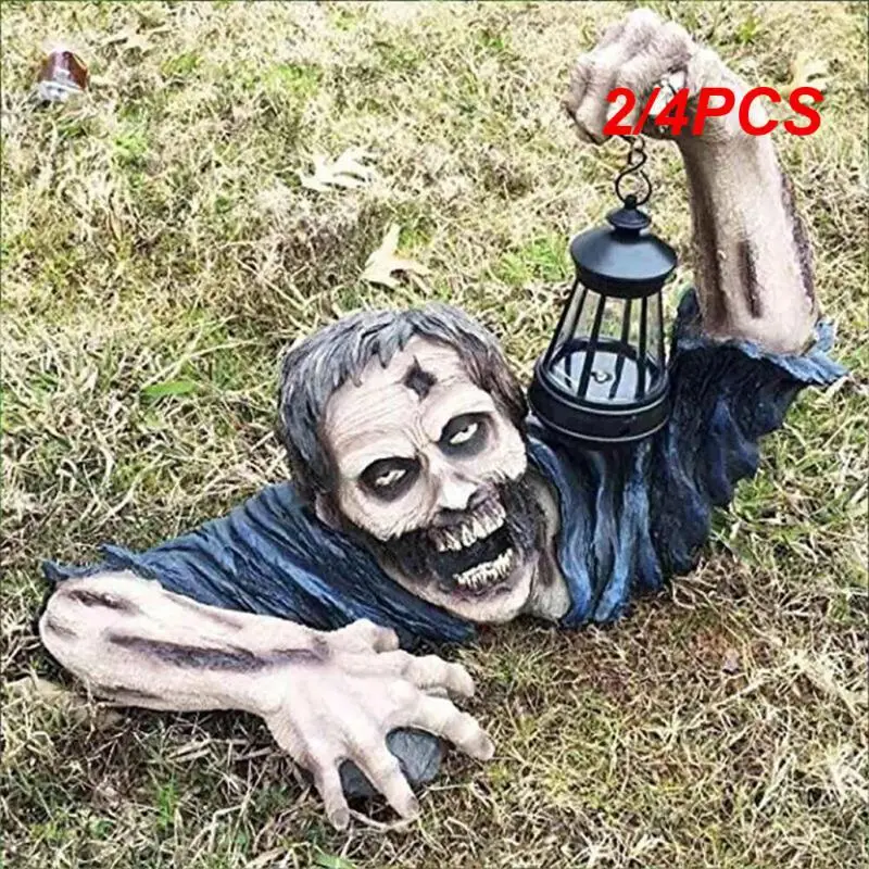 

2/4PCS Garden Zombie Lantern Statues Halloween Horror Scenes Decor Props Creative Halloween Zombie Shape Lawn Decorative