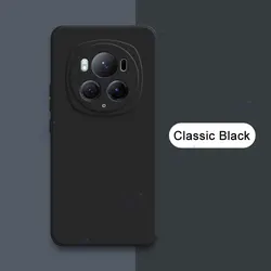 Square Liquid Silicone Soft Camera Protective Phone Case - Premium Back Cover for Honor Magic 6 Pro Ultimate (Classic Black)