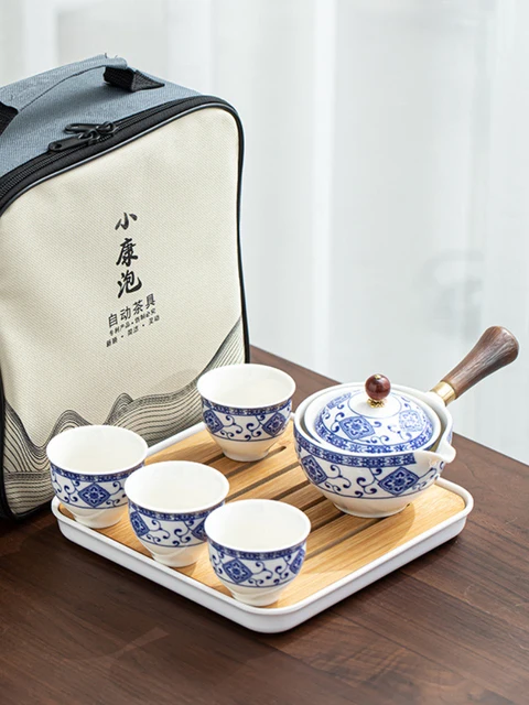 360&deg; Rotation Teaware Exquisite Stone Grinding Shape Tea Set Handmade Teapot Cup Set Chinese Ceremony Good Gift GungFu Tea Cup