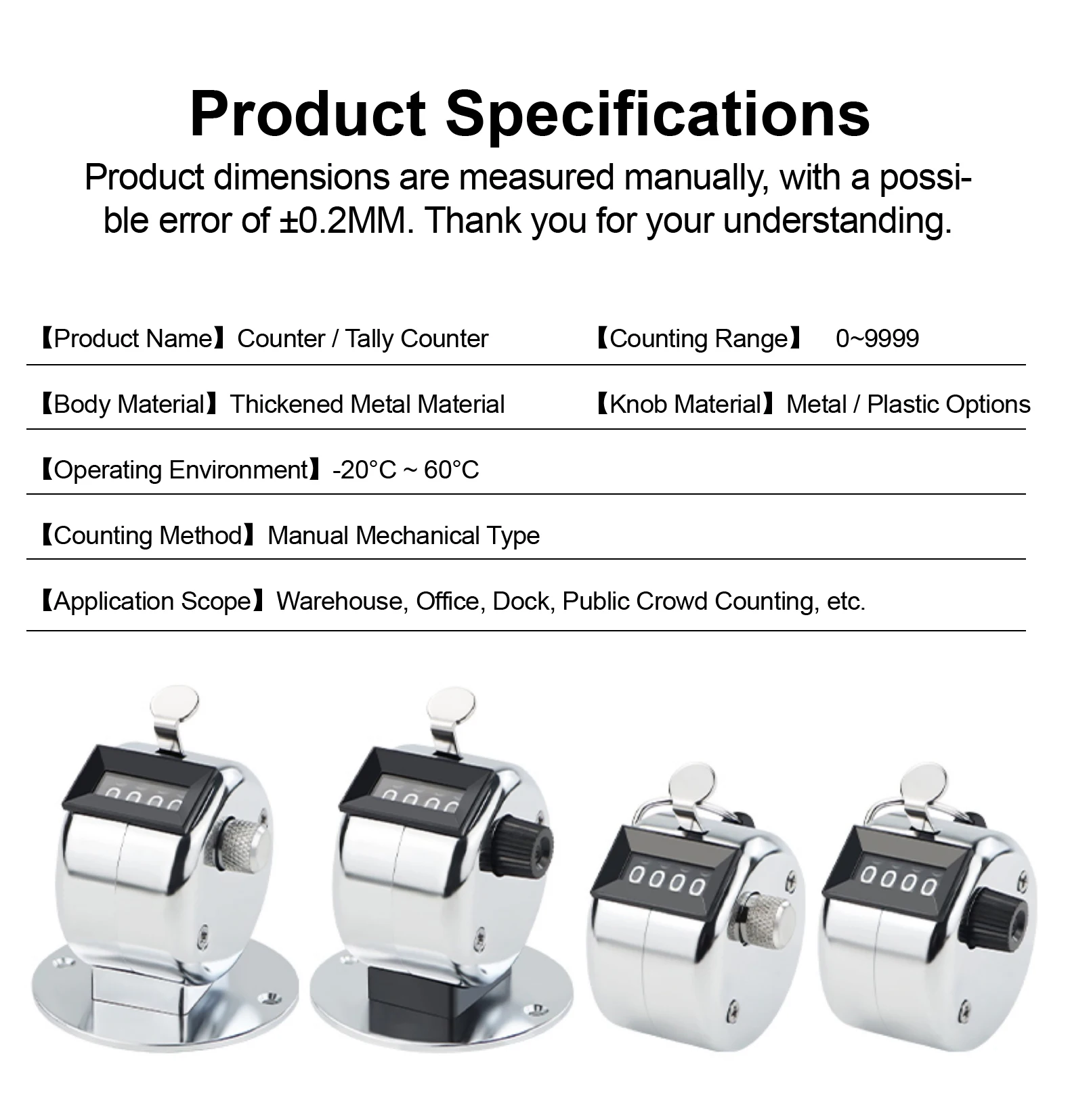 4 Digit Manual Tally Clicker Counter Handheld Mechanical People Crowd Passenger