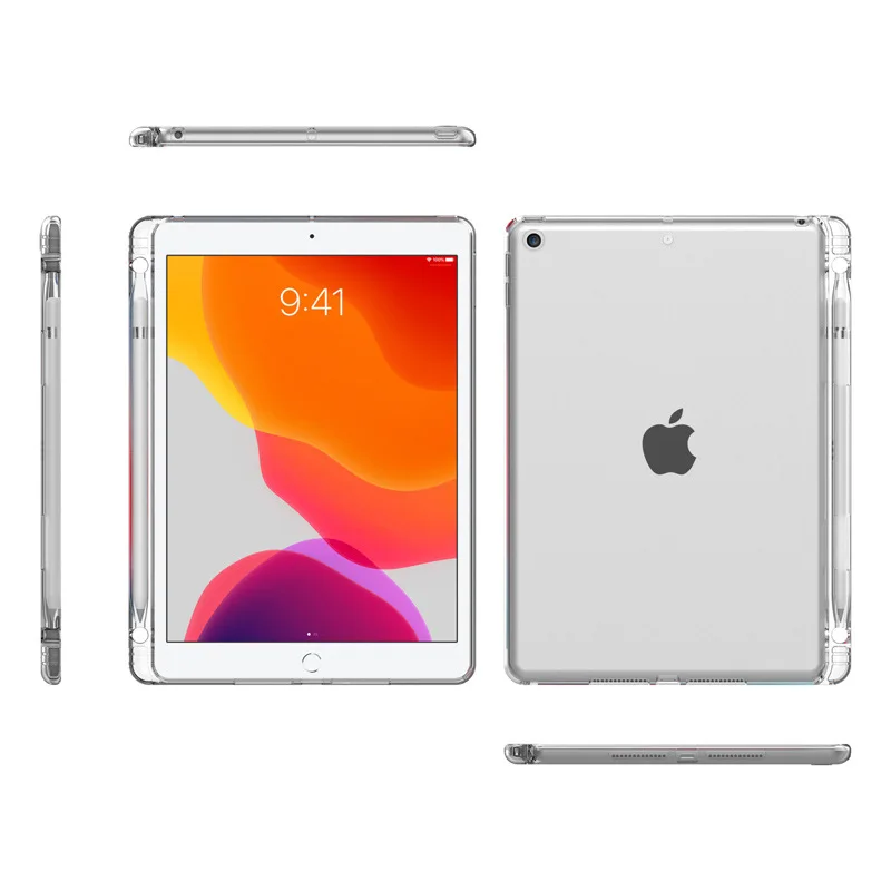 Transparent iPad Case with Pencil Holder and Durable TPU Cover