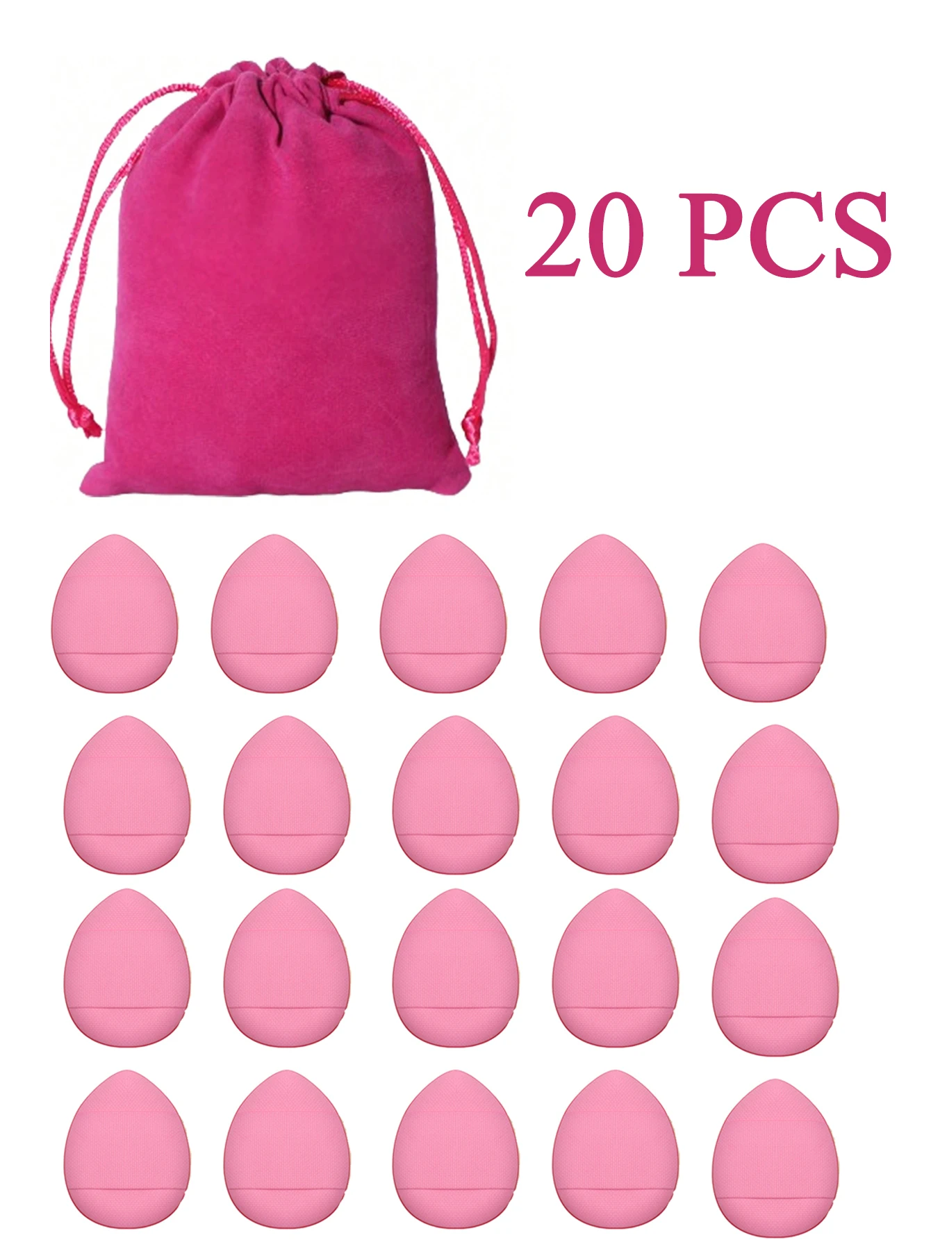 20pcs Finger Air Cushion Sponge Powder Puff Set with bags, Makeup Puff, For Liquid Foundation, Powder Foundation, Concealer 4