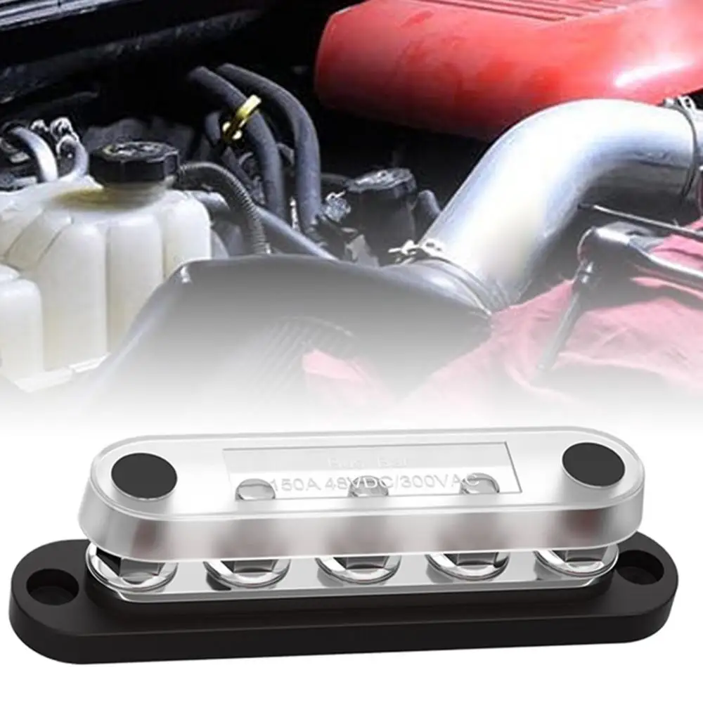 Bus Bar Terminal Block Automotive Busbar Terminal Studs Marine Bus Bar With Screws Terminals Red & Black Power Distribution