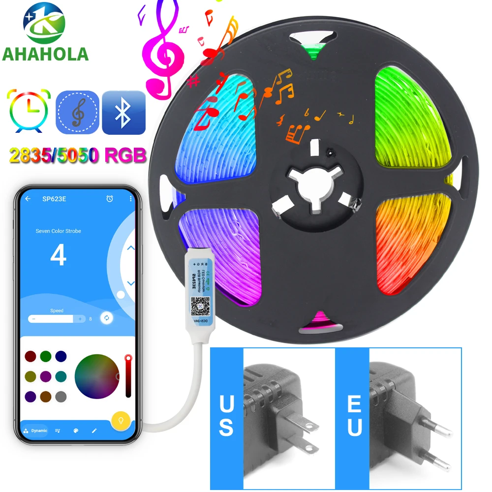 

Светодиодная ленсветильник, 5-20 м, Bluetooth-лампа, 12 В постоянного тока, RGB светильник, 5050 SMD, гибкая Водонепроницаемая лента, Диодная лента 2835