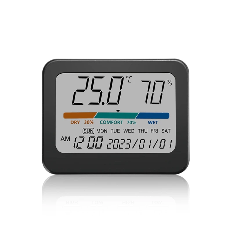 

Комнатный термометр-гигрометр: комнатный Измеритель температуры и влажности для дома, с подставкой, индикатор комфорта воздуха, время, дата, долговечный
