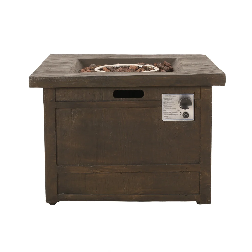 50,000 BTU Outdoor Lightweight Concrete Gas-Burning Fire Pit by 32", Brown firepit