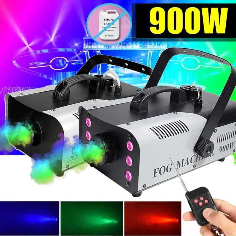6LED 900W Smoke Machine Wireless Remote Control Wedding Party Christmas Party Stage Atmosphere Special Effects Fog Machine