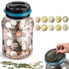 1.8L Coin Bucket Money Bank Large Capacity Transparent Saving Jar US Dollar Euro Pound Saving Jar Smart Counting 1
