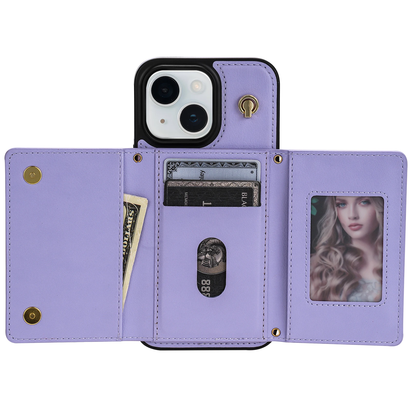 Tasche Umhängetasche Dreifach Leder Brieftasche Abdeckung Für iPhone 16 15 14 13 12 11 X XS XR 7 8 Pro Max Plus Karte Tasche Telefon Fall Neue – Detail 9