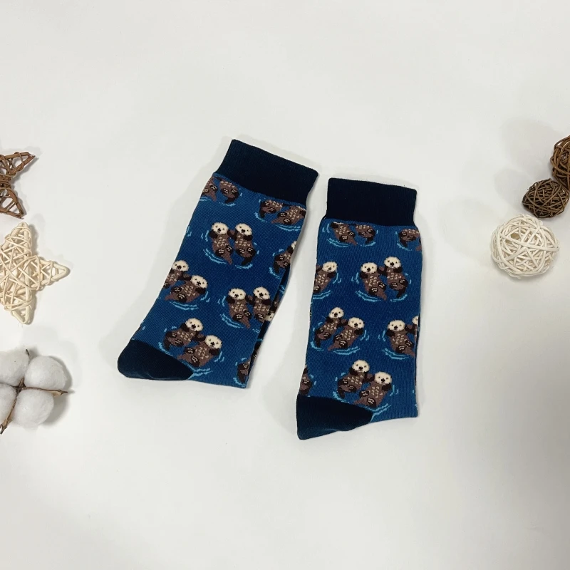 Men's socks 1 pair otter swimming mid-calf suit all seasons