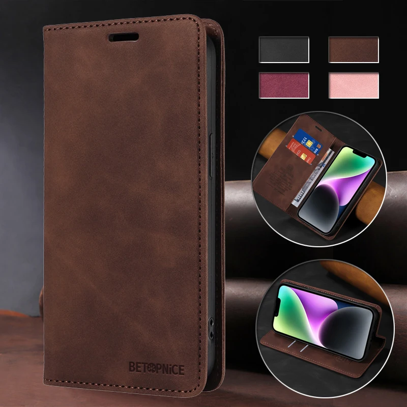 Premium Anti-Theft Leather Wallet Phone Case with Card Slot and Magnetic Closure