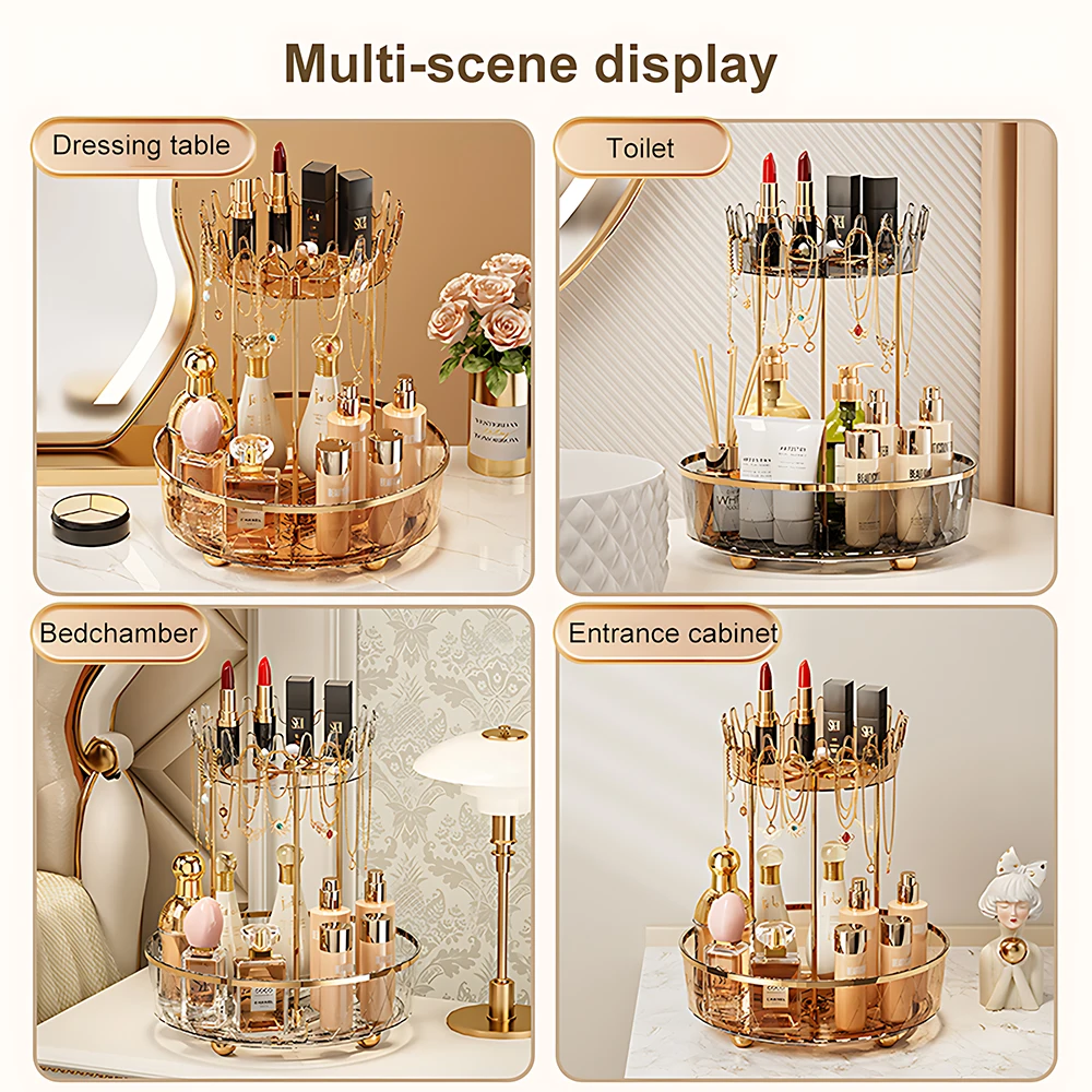 Double Layer Rotating Makeup Organizer Skincare Perfume Organizer Luxury Makeup Storage Box Lipstick Holder Cosmetic Organizer 6