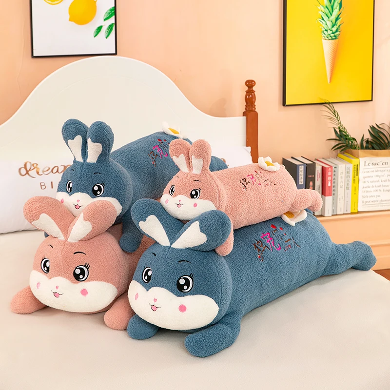 

110cm Cute Soft Little Flower Lying Rabbit Plush Toys Office Nap Stuffed Animal Pillow Home Comfort Cushion Gift Doll Kids Girl