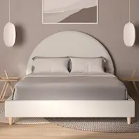 Casa Boucle Cloud Bed Frame with Arch Shaped Headboard, Upholstered in Soft Fabric, Platform Bed Frame with Solid Wood Legs 1