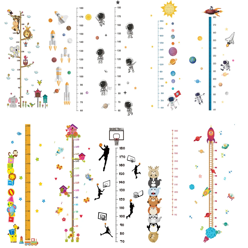 Wall Stickers Children Room Decoration Cute Cartoon Height Sticker For Kids Room Boy Girl Bedroom Decoration height Measurement Ruler Self-adhesive Nursery Wall Murals