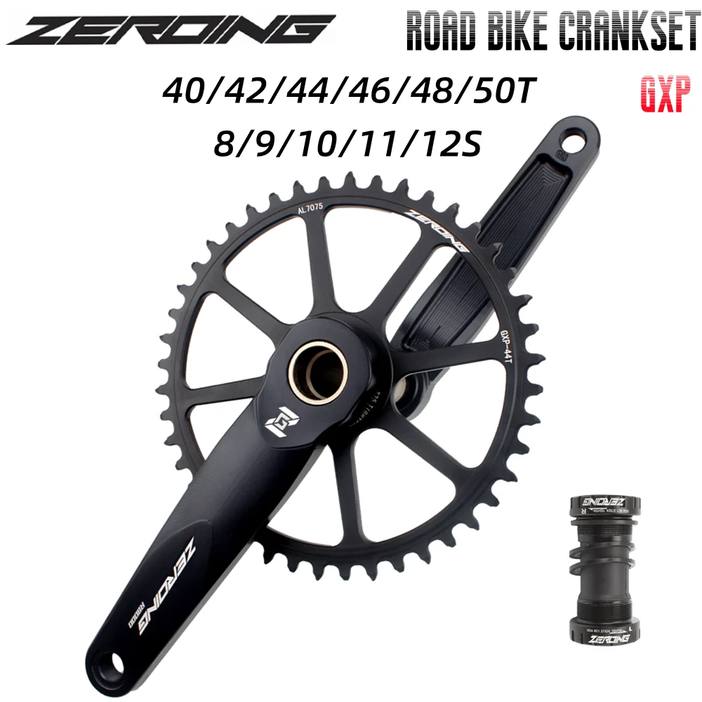 

ZEROING Road Bicycle Crank 40/42/44/46/48/50T Wide and Narrow Sprocket Crankset 8/9/10/11/12 Speed Single Chainring GXP Sprocket