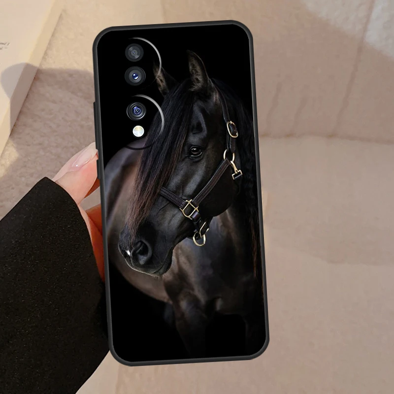 Elegant Black Horse Design Phone Case Cover