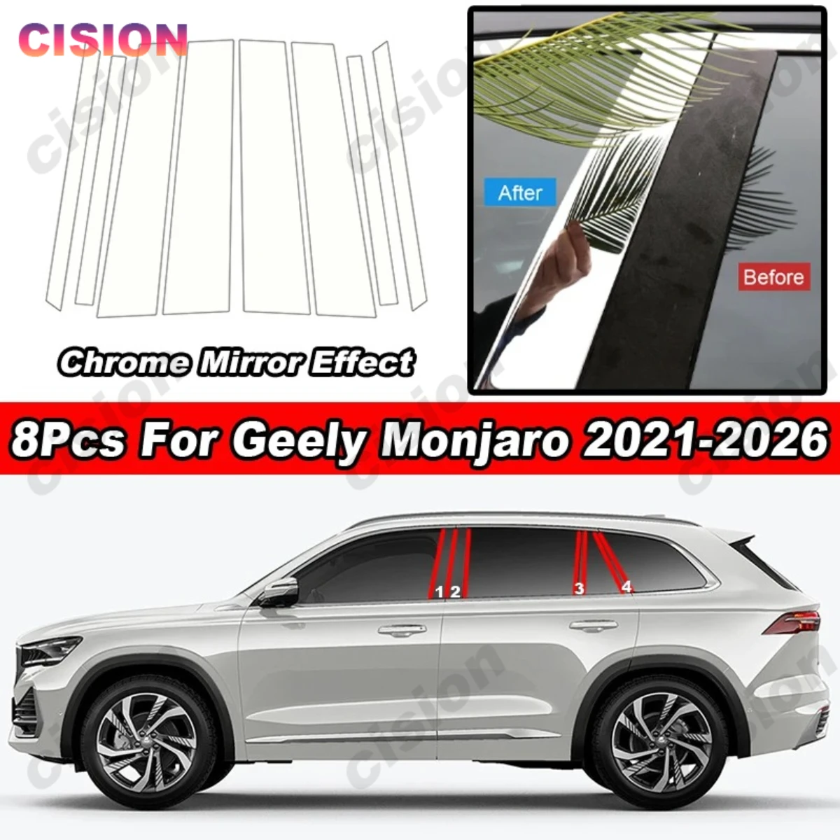 8Pcs Chrome