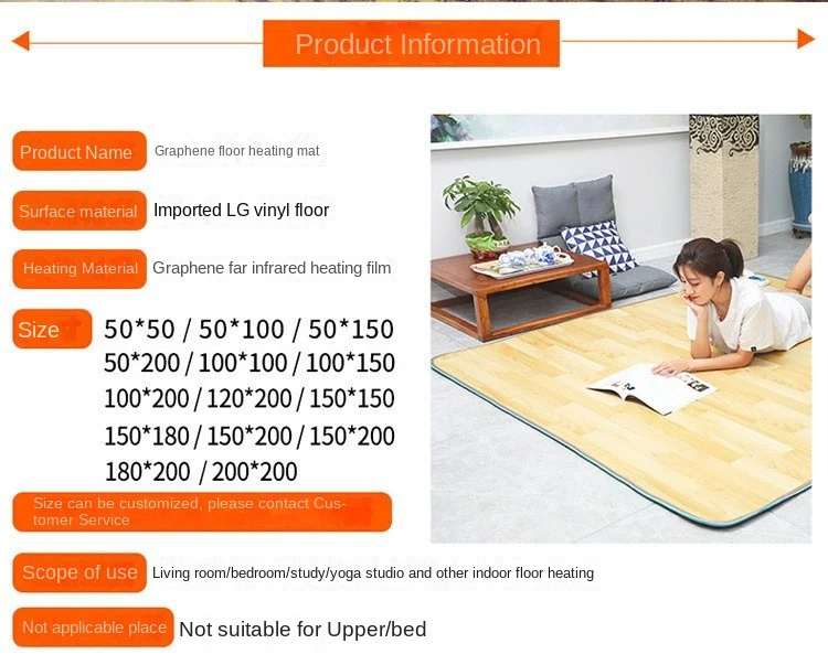 Graphene Yoga floor heating mat electric heating carpet living room  household heating floor carbon crystal mobile heating mat - AliExpress