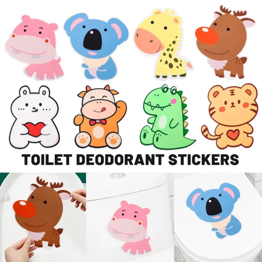1/5PCS Toilet Deodorant Sticker Cartoon Animal Felt Flower Fragrance Sticker Bathroom Toilet Sink Odor Removal Decorative Poster