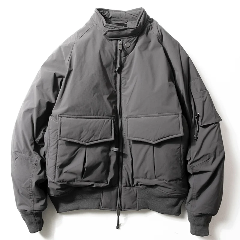 

Winter Thicken Pilot Jacket Cotton Coat Multiple Pockets Cargo Baseball Padded Outerwear for Male