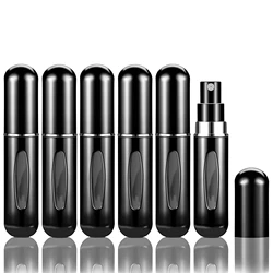 Portable Travel Perfume Refill Bottle Set - Mini Refillable Atomizer & Spray Dispenser - 5ml (6Pcs Black)