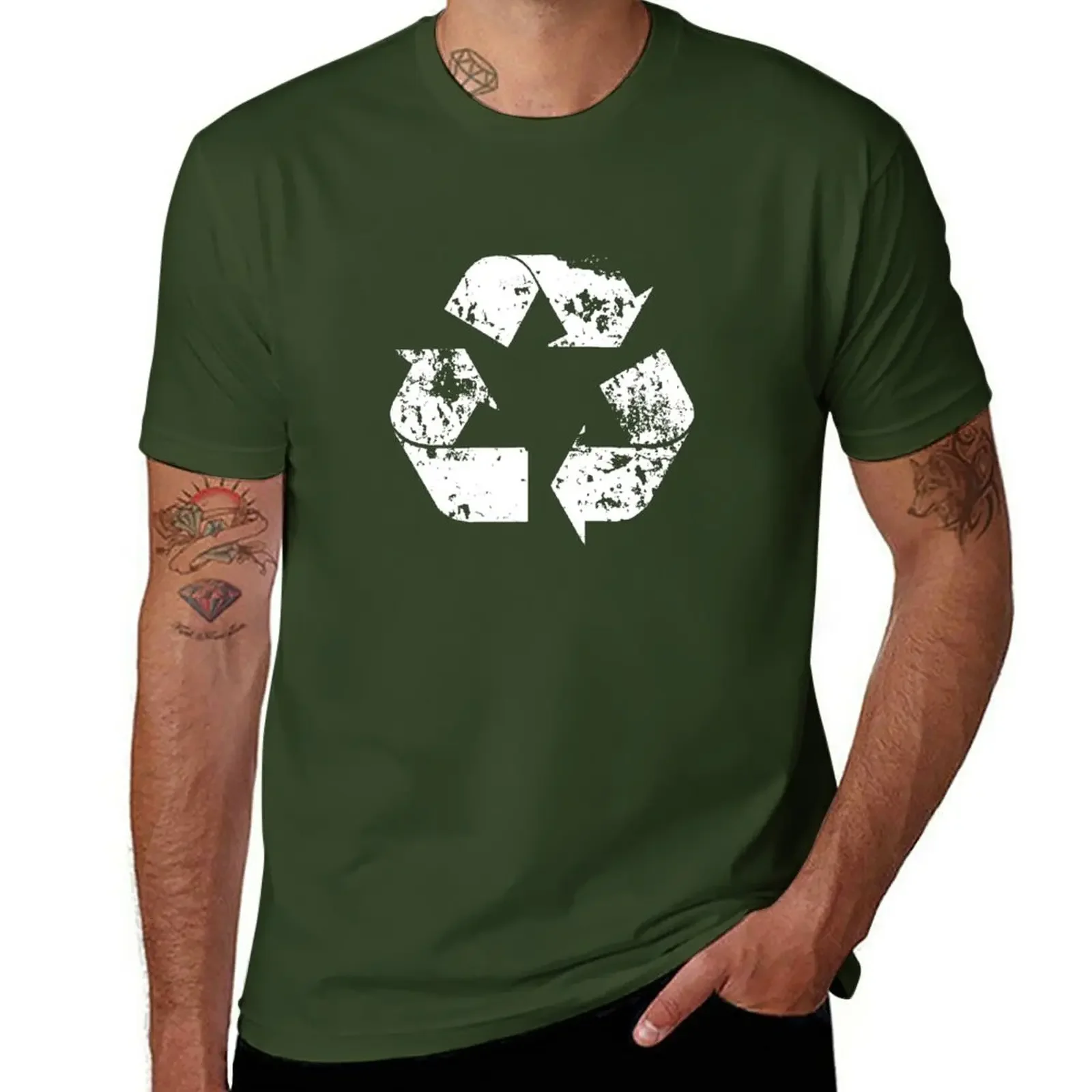 

Recycle (Distressed - White) T-Shirt summer top plus size tops animal prinfor boys Men's clothing