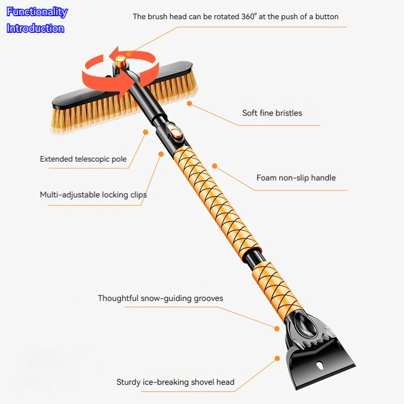 Snow clearing/ice scraping dual-purpose snow shovel Portable household/vehicle multi-functional snow removal set hand tool 4