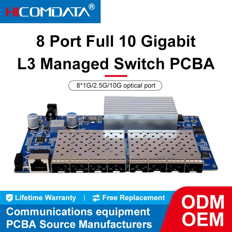 8 *10-gigabit SFP+ ports L3 Managed Network Switch Support DHCP and Dynamic Routing Support VLAN division and port aggregation
