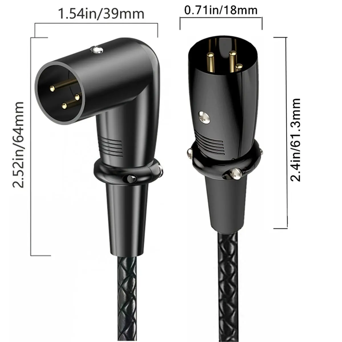 A10R 직각 XLR 남성-듀얼 남성 Y 스플리터 케이블, 밸런스드 XLR 스플리터 1 남성-2 남성 마이크 코드 오디오 어댑터
