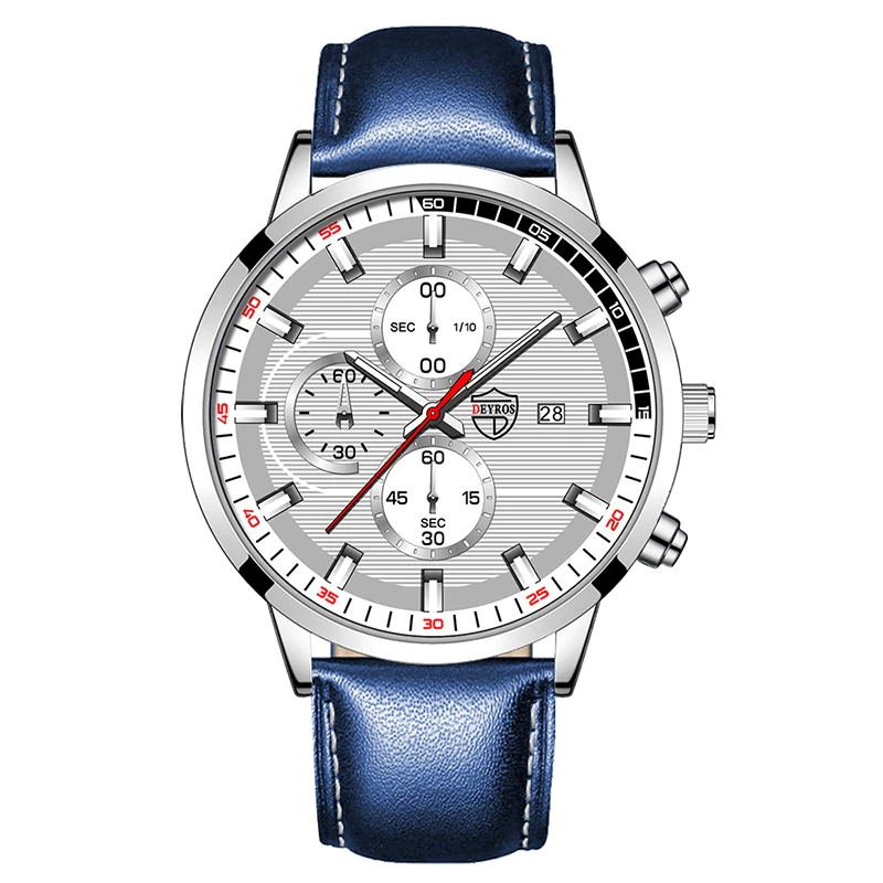 2022 Fashion Mens Sport Watches Men Casual Leather Bracelet Analog Quartz Wristwatch Calendar Male Business Luminous Clock 