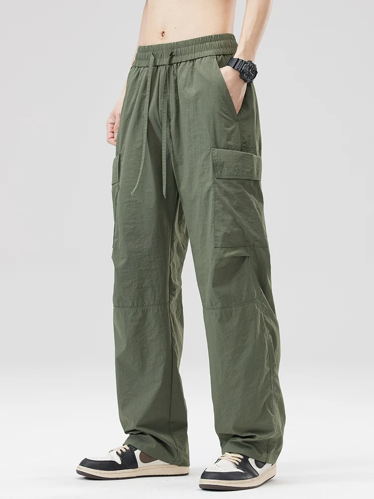 Description Picture 2 of item2024 New Spring Summer Cargo Pants Men Streetwear Multi-Pockets Quick Dry Nylon Casual Pants Loose Straight Trousers Male