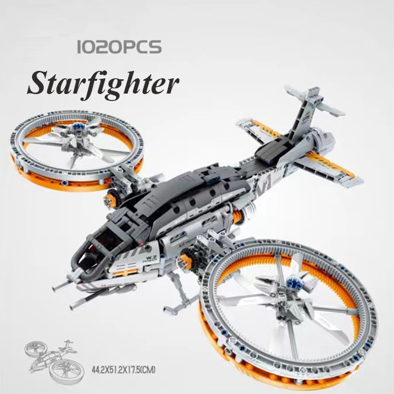 

1000PCS+ High-Tech MOC Spaceship Starship Combat Aircraft Building Block Starfighter Brick Educational Toys For Children