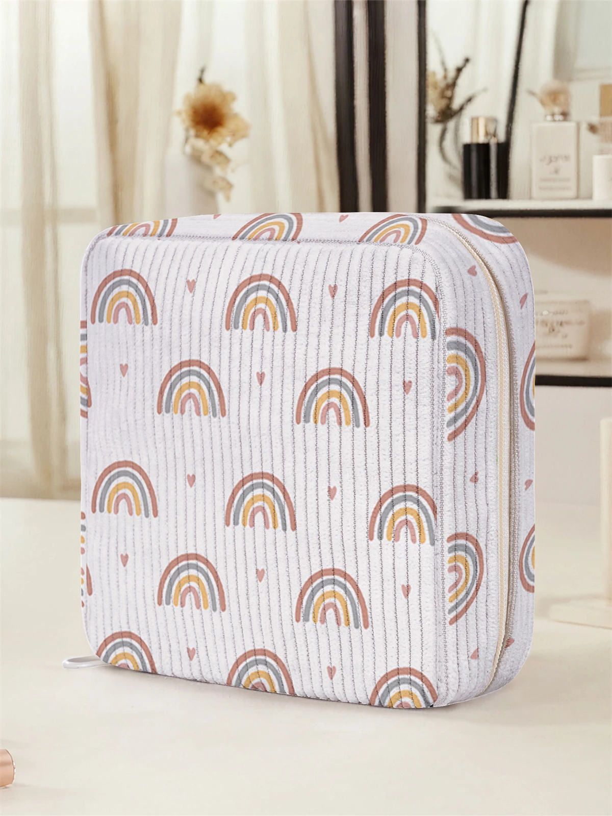 Rainbow pattern printed sanitary napkin storage bag, women's lightweight tissue bag, sanitary tissue bag