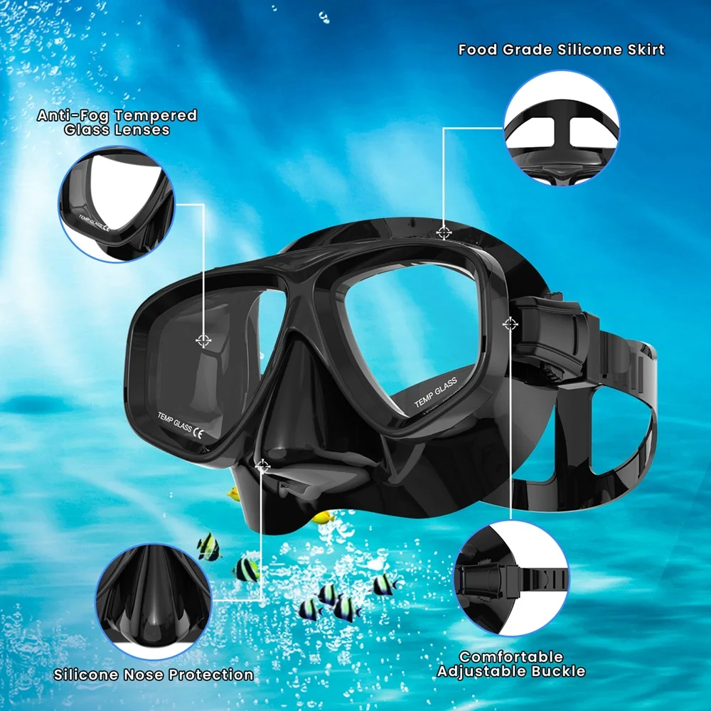 Scuba Optical Tempered Glasses Diving Mask Adults Myopia Swimming