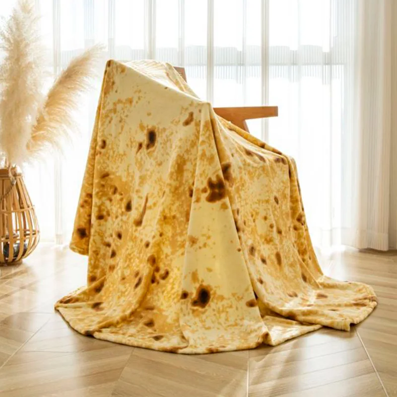 1pc Soft and Warm Mexican Tortilla Print Flannel Blanket for Couch, Sofa, Office, Bed, Camping, and Traveling 4