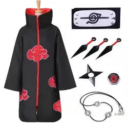 bilibili Akatsuki Uchiha Itachi Cloak Kids Adult Long Robe Capes Halloween Carnival Cosplay for Anime Costume with Headband