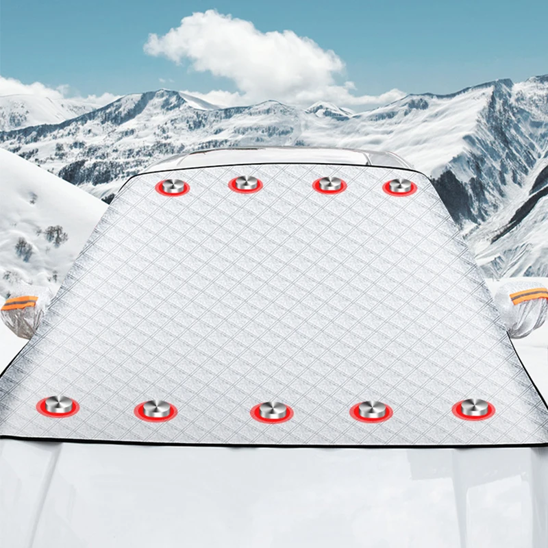 SEAMETAL Large Windshield Snow Shield 9-Magnet Front Window Protection Cover Waterproof Winter Car Snow Cover for Suv Sedan Mpv