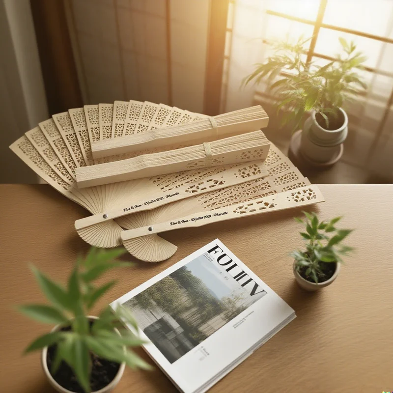 Personalized wooden wedding gifts gifts for guests Sandalwood fan folding party decoration 20-100 pieces
