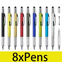 8Pcs Multitool Pen Gifts for Men, 6 in 1 Cool Gadget with Ruler, Level, Screwdriver, Stylus, Ballpoint Pen, Unique Gift