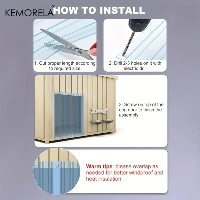 KEMORELA Pet House Door Curtain Dog Door Replacement Strips Plastic Vinyl Strips For Diy Doggie Or Cat Clear Pvc Flap