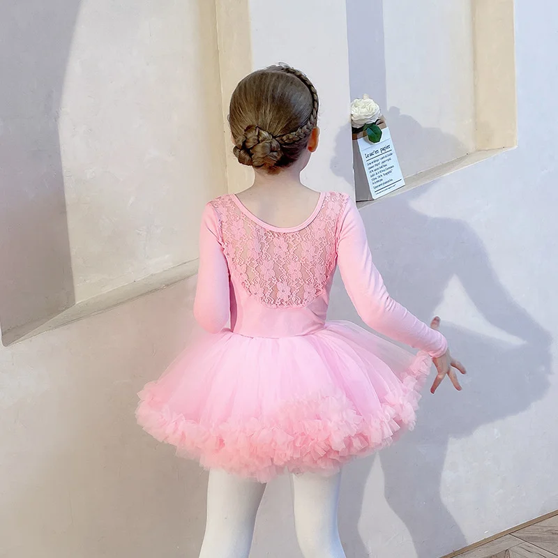 Hot Sale High Quality Kids Lace Long Sleeve Dance Leotards Girls  