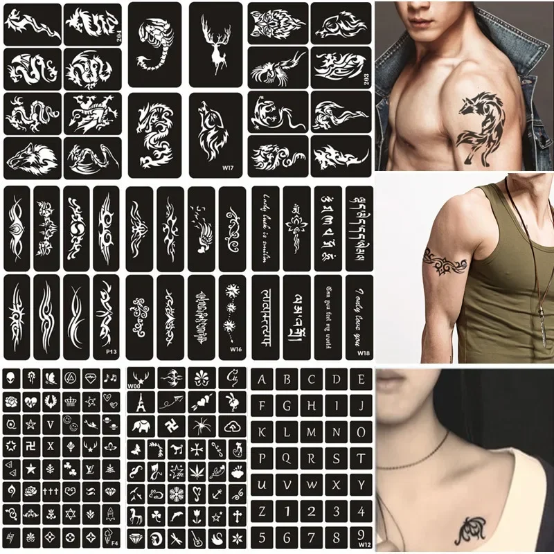 Reusable Airbrush Stencils Templates Dragon Flower Design Henna Template Stencils Back Hands Glitter Men Women henna tattoo stencils