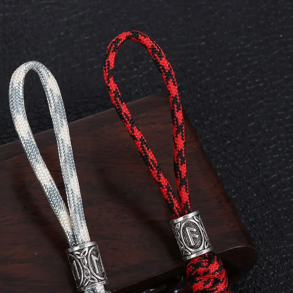 15cm Outdoor Survival Kit Lucky Jewelry Car Key Chain Charms Rune Bead Parachute Cord  Keychain