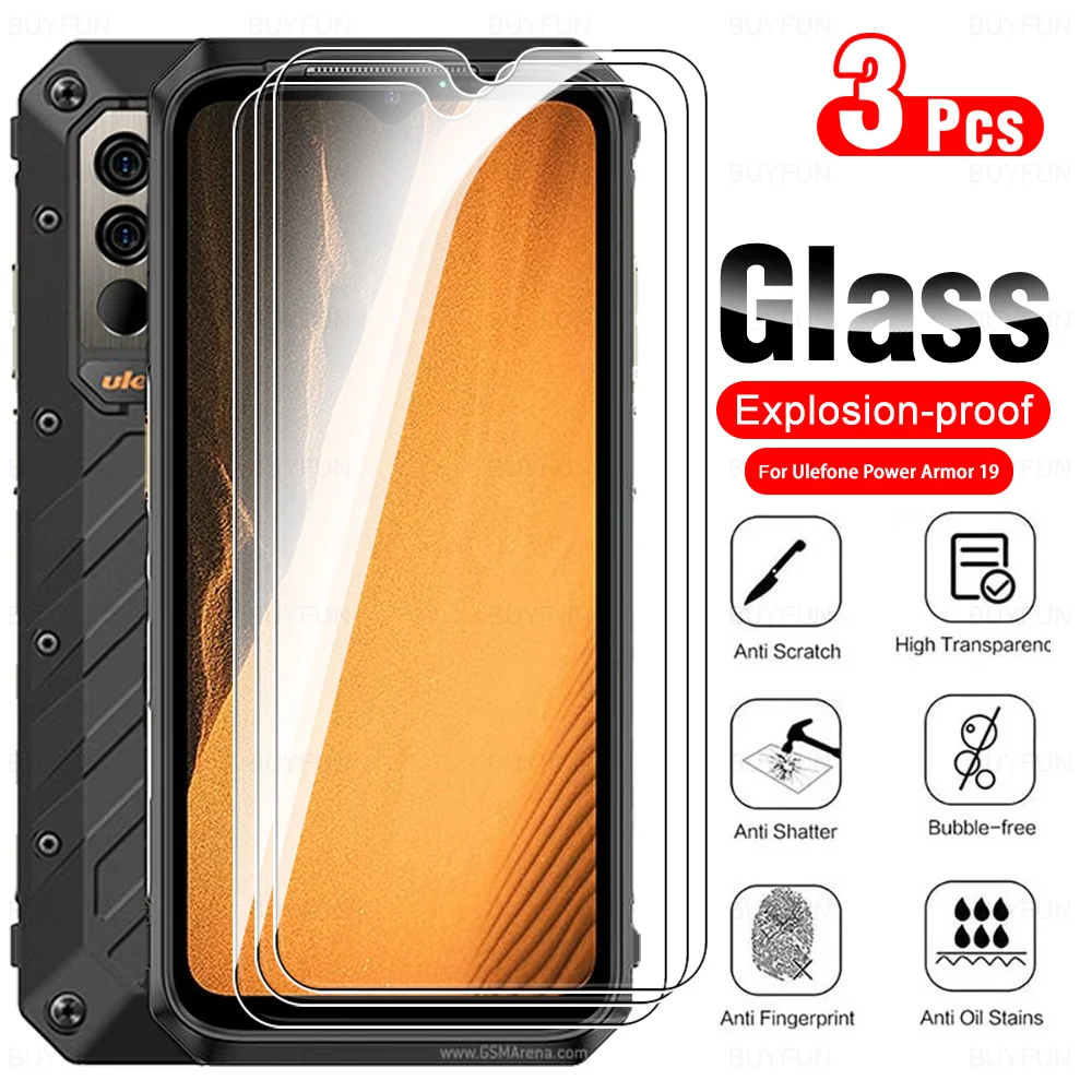 3Pcs Full Glue Glass Per Ulefone Power Armor 19 19 T 18 21 4G Screen Protector Vetro Temperato Ule Fone Armor19 T Armor18 Armor21
