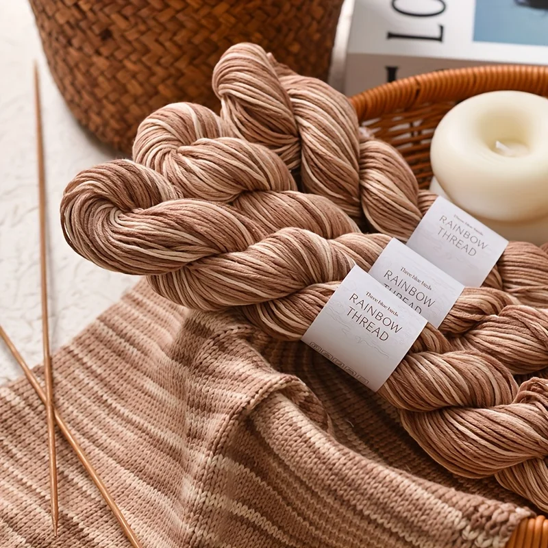 3PCS Set 150g Total Gradient Color Cotton Yarns for DIY Knitting Sweaters Shawls Handmade Dyed Soft Warm Crocheting Yarns 4