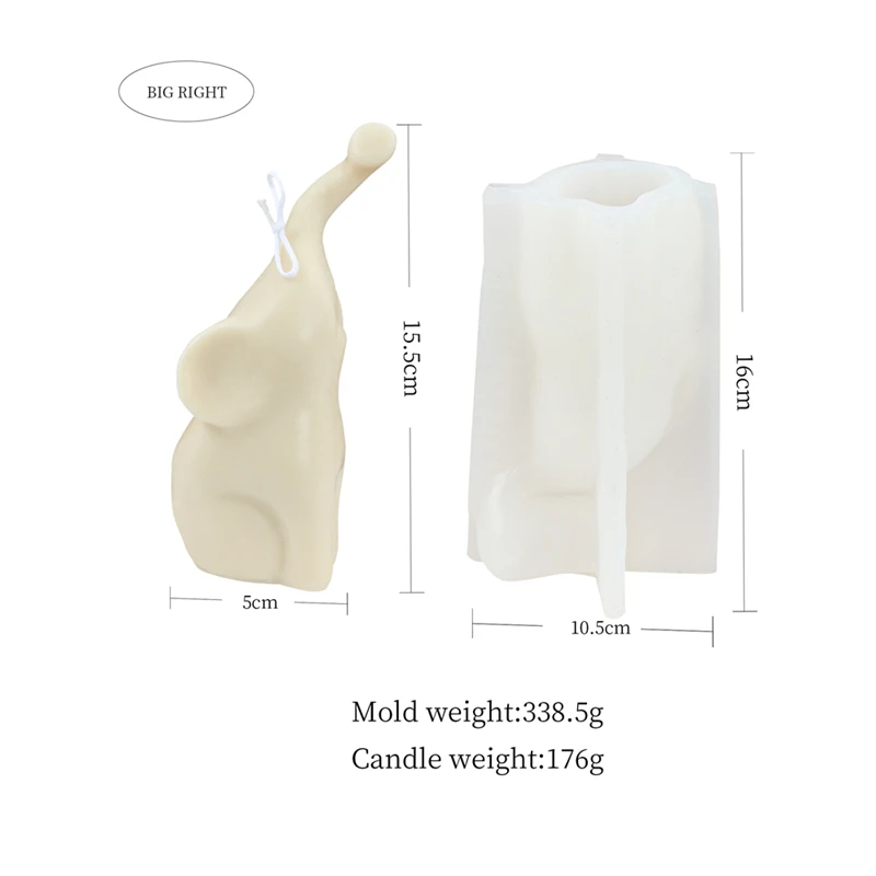Moule Silicone Éléphant Pour Bougies & Résine – Forme Animal Réaliste, Facile à Démouler Pour Artisanat & DIY